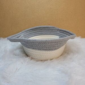Grey and White Decorative Knit Basket